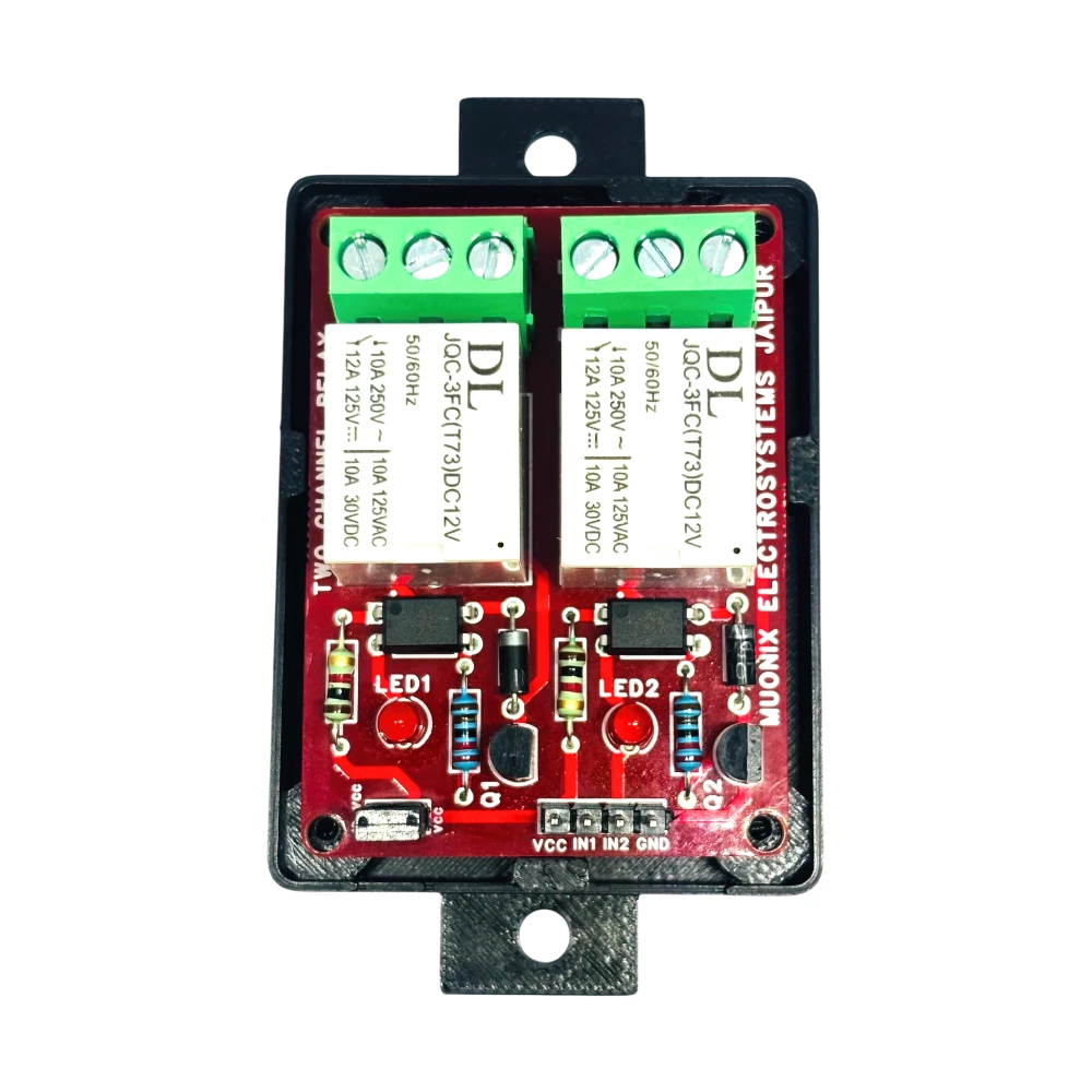 Muonix Relay Module 2ch 12v 10a with Enclosure (RLL00002B) view 2